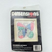 Dimensions Needlepoint Kit Patchwork Butterfly 5"x5" Pastel Colors Pink Blue - £9.87 GBP