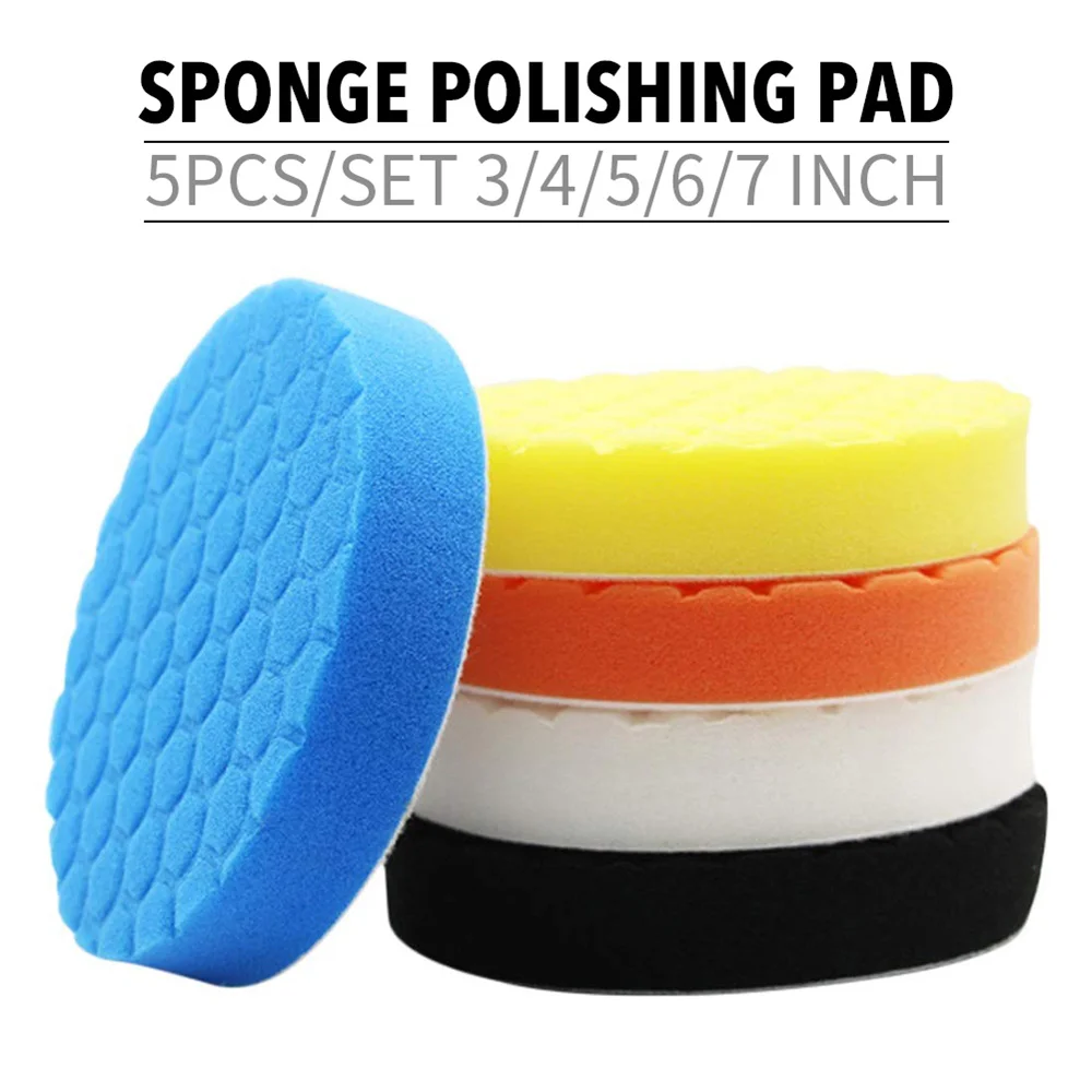 5Pcs Polishing Pad Kit Thread 3/4/5/6/7 Inch Auto Car Buffing Pad Set Sponge Pad - £130.51 GBP