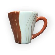 Pier 1 Imports Canyon Stripe 16oz Coffee Mug Tea Cup Hand Painted Orange... - £12.66 GBP