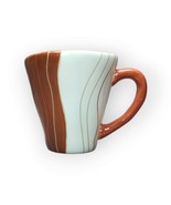 Pier 1 Imports Canyon Stripe 16oz Coffee Mug Tea Cup Hand Painted Orange... - £12.46 GBP