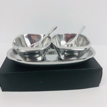 ihi India Polished Aluminum 5 Pc Serving Dip Condiment Jelly Tray Set Sp... - $489.11 MXN
