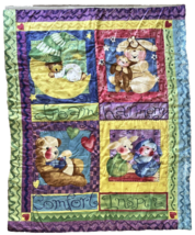 Quilted Throw Baby Quilt Dream Harmony Comfort Inspire Cute Animals Lightweight - £15.45 GBP