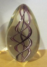 Glass Eye Studio GES  purple swirl  Egg Shaped Paperweight &#39;99 - $38.00