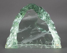 Kosta Boda Sweden Vicke Lindstrand Barracudas Fish Art Glass Ice Block S... - £401.69 GBP