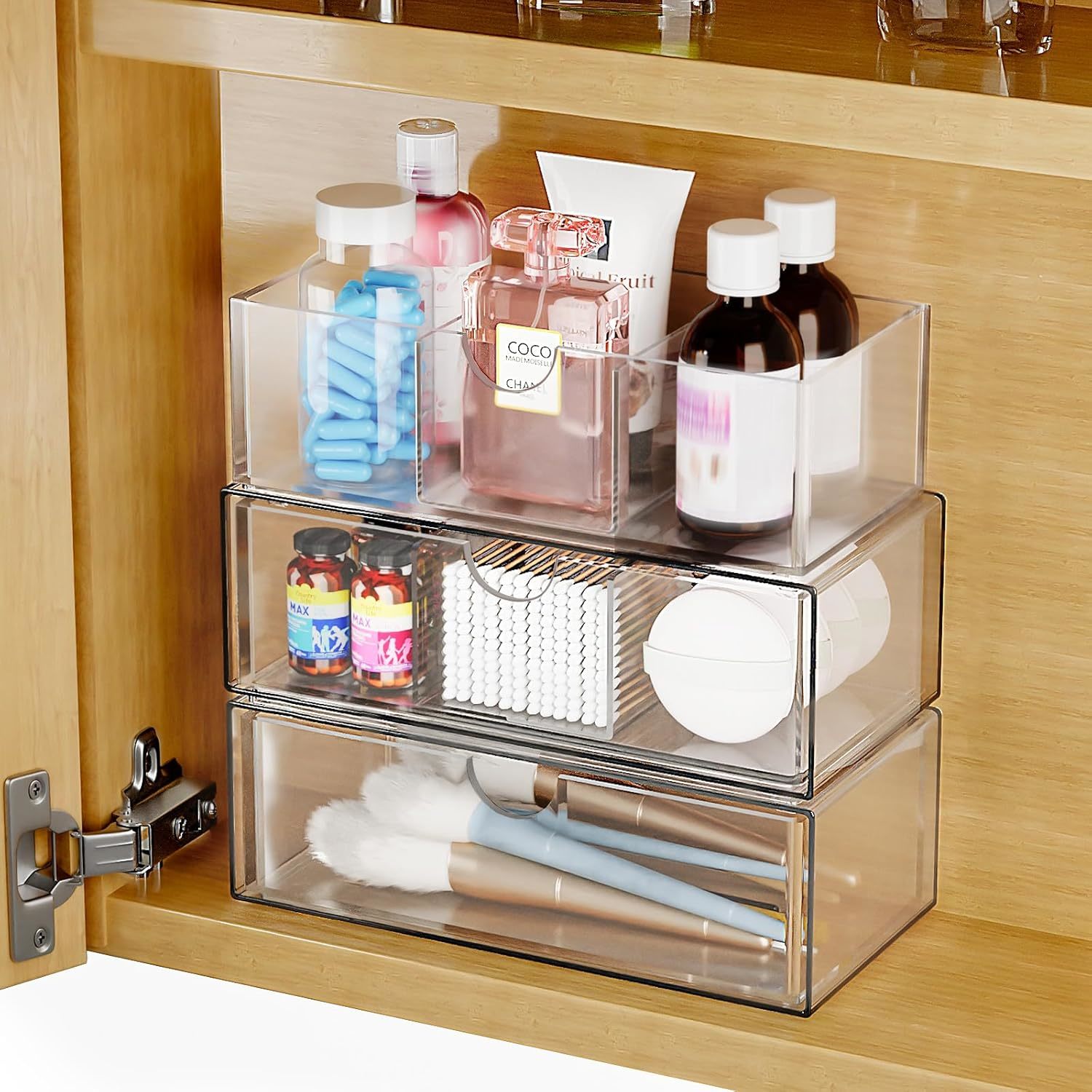 Three-Tiered Medicine Cabinet Organizer With Two Drawers For Bathroom Mi... - $34.95