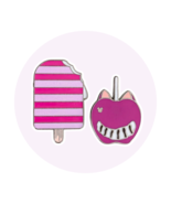 Alice in Wonderland Disney Pins: Cheshire Cat Ice Cream Bar and Candy Apple - $34.24 CAD