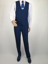 Mens Renoir 3 Piece Vested Suit Glenn Plaid Notch Lapel Business 278-2 Navy Blue image 8