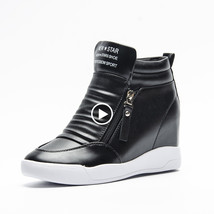 Summer Autumn Platform Wedge Heel Boots Women Shoes Fashion Casual Zip Botas wit - £41.47 GBP