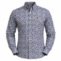 Cinch Western Paisley Button Down Long Sleeve Blue White Rodeo Cowboy Ra... - $29.99