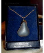 Vintage Molded Frosted Crystal Pear Pendant Sterling Silver Chain Neckla... - £15.57 GBP