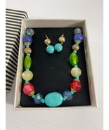 Mixit Jewelry Set Multicolored Beaded Necklace 17&quot; Dangle Earrings 1.5&quot; ... - £13.19 GBP