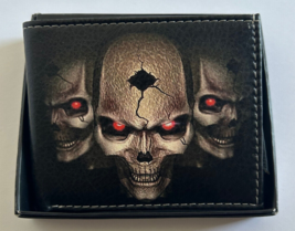 Skull Heads Leather Bi-Fold Bifold Wallet - $11.29