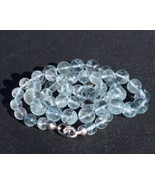 Gem Quality Aquamarine Beaded Necklace 20&quot; 18K White Gold Diamond Clasp - $1,199.99