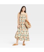 Universal Thread Women&#39;s Sleeveless Tiered Dress X-LARGE Cream Ikat Maxi... - $38.48 CAD