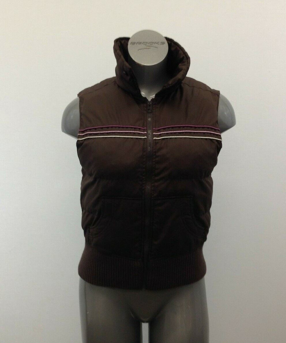 Primary image for Brody Puffer Vest Women's Large Sleeveless Brown Pink Mock Full Zip Up