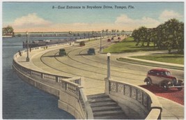 Bayshore Drive Tampa Florida FL Postcard 1952 Tampa Bay Cars Sparta Illinois - $2.99