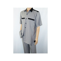 Men 2pc Walking Leisure Suit Short Sleeves DREAMS 263-00 Black white Salt pepper image 6