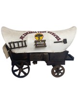 Vintage Covered Conestoga Wagon Pioneer Model Wood Metal Cloth  Rustic Folk Art - £74.81 GBP