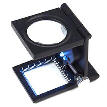 10X Metal Folding Pocket LED with Scale Magnifying Glass Magnifiers Micr... - $23.01
