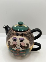 Vintage Cardinal Nutcracker Handpainted Ceramic Tea For One Set:Tea Pot &amp; Cup - £15.73 GBP