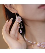Purple Sweet Cherry Blossom Tassel Long Earrings, Sakura Floral Resin Ea... - £13.01 GBP