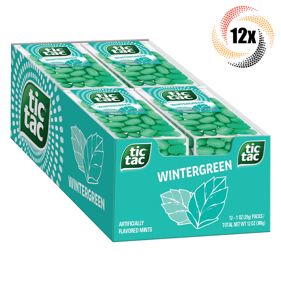 Full Box 12x Packs Tic Tac Wintergreen Flavored Mints | 1oz | Fast Shipping! - £22.23 GBP
