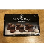 Vtg Brown Ceramic Drip Pottery Coffee Mug Cup Set Of 6 In Box Century Cr... - $49.49