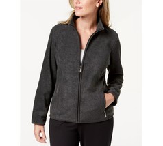 Karen Scott Womens Plus 2X Deep Black Zip Up Zeroproof Fleece Jacket NWT... - $24.49