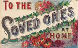 To The Loved Ones At Home Greetings Red Flowers Horseshoe Postcard D59 - £4.71 GBP