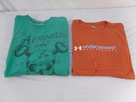 Aéropostale Green Graphic 1987 Tee Shirt and Orange Under Armour HeatGear 6078 - £10.41 GBP