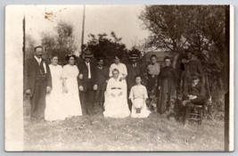 RPPC Family Gathering Grandma Center Man Fur Collar Coat Ladies Postcard F22 - £6.73 GBP