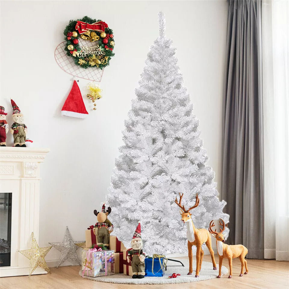 7 Ft Artificial White Christmas/Hanukkah/Holiday Tree w Metal Stand 950 TIPS - $71.98