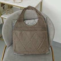 Handmade Lady Retro Chic Crochet Handbag 2022 Korean Fashion Knitting Hollow Out - £23.03 GBP