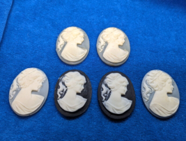 Vintage Cameos Lot of 6 Profiles Plastics Resin Fashion Jewelry Findings... - £7.45 GBP