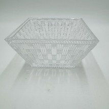 Tiffany &amp; co crystal woven clear basquet bowl 3”H x 6”W square dish Etched - £62.60 GBP