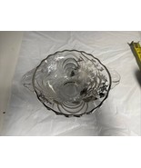 Vintage Glass Bowl With Floral Silver Overlay And Trim - $36.05 CAD