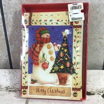 Christmas Greeting Cards Box Of 20 2 Prints Snowmen Puppy Dogs - $14.84
