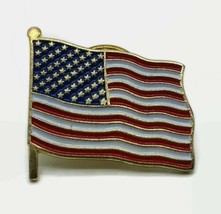 United States of America Flag Hat Lapel Pin Enamel Gold Tone - $18.72