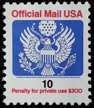 1993 10c Eagle Official Mail USA Red &amp; Blue Scott O146A Mint F/VF NH - $1.24