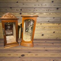 Vintage Set of 2 Wooden Tabletop Jewelry Armoires Etched Glass Taiwan ROC - $83.43