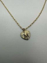 Vintage Gold Over Sterling Silver M Heart Pendant Necklace 16”-18” - £19.78 GBP