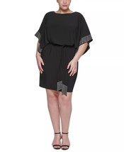 JESSICA HOWARD Embellished Blouson Tie-Waist Dress Black/Silver Size 18W $109 - £38.77 GBP