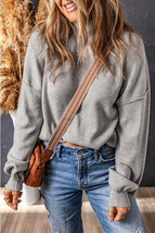 Brielle Turtleneck Drop Shoulder Bubble Sleeve Knit Sweater - $33.59