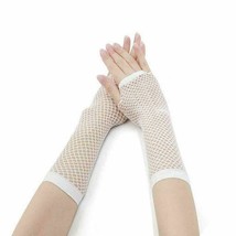 Neon Tone Long Fishnet Fingerless Elbow Sleeves Gloves Punk Costume - White - £3.89 GBP