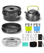 Odoland 15pcs Camping Cookware Mess Kit, Non-Stick Lightweight Pot Pan K... - £111.09 GBP