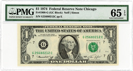 Fr.1908-G 1974 $1 FRN Chicago PMG Gem UNC 65 EPQ - £28.40 GBP