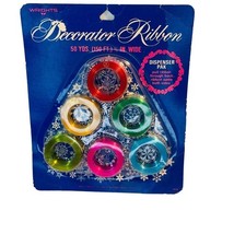 Vtg Wrights Vintage Decorator Ribbon 50 Yard Dispenser Pak Vibrant Colors - $21.76 CAD