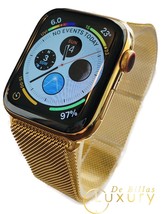 24K Gold Plated 45MM Apple Watch SERIES 9 Gold Plated Mesh Loop Stainless Steel - £1,064.95 GBP