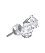 14kt White Gold Unisex Round Diamond Solitaire Stud Earrings 7/8 Cttw - £1,353.30 GBP
