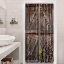Rustic Barn Door Shower Curtains for Stall Cabin, Brown Woonden Board Farmhouse  - £18.34 GBP